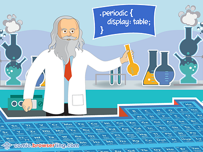 Mendeleev was using CSS before it was cool browserling chemical elements chemistry comic css css pun elements joke periodic table table
