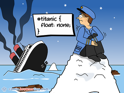 Titanic CSS Pun browserling captain comic css float joke pun ship sink titanic