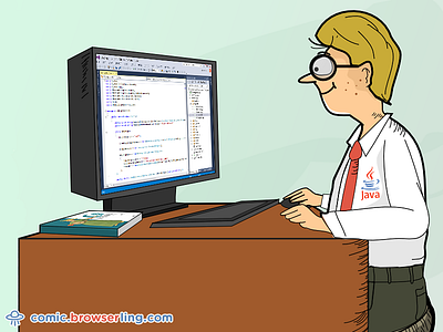 Why do Java developers wear glasses?... browserling c c sharp comic developer glasses java joke see sharp vision