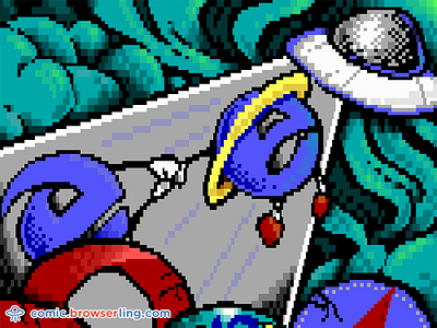 Browser Wars (ANSI Art) abduction aliens browser browser wars browserling browsers comic internet explorer ufo war