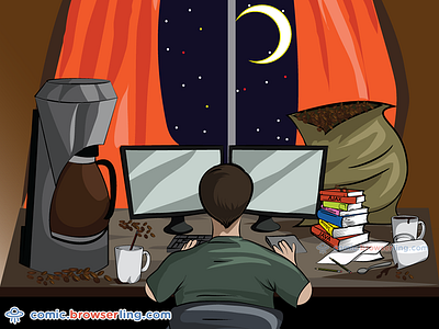 Programmer (noun) browserling code coffee coffee beans coffee machine comic joke night programmer programming