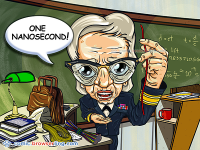 Grace Hopper browserling comic computer science foot ft grace hopper nanosecond ns speed of light wire