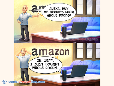 Jeff Bezos Joke accident alexa amazon amazon echo browserling comic jeff bezos joke mistake whole foods