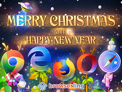 Merry browserful Christmas and Happy browserful New Year! browserify browserling card christmas chrome edge firefox new year opera safari