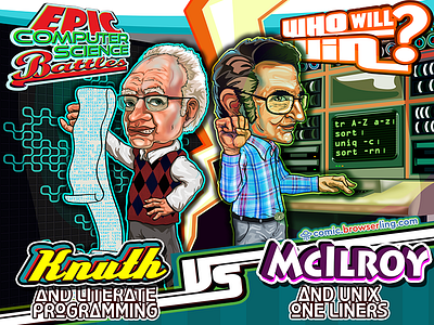 Epic Computer Science Battles: Don Knuth vs Doug McIlroy battle browserling donald knuth douglas mcilroy epic computer science battles knuth literate programming mcilroy unix one liner