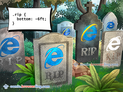 Internet Explorer Graveyard CSS Pun browserling comic css css pun grave gravestone graveyard ie internet explorer joke