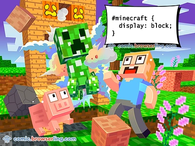 Minecraft CSS Pun browserling comic creeper css css 2 css 3 css joke css pun css2 css3 devhumor game html html5 joke minecraft tsss web design web development webdev