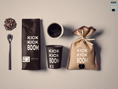 KICK KICK BOOM Coffee Packaging | Design and Branding brand identity branding coffee bag coffee cup logos mesamoonmagic music coffee