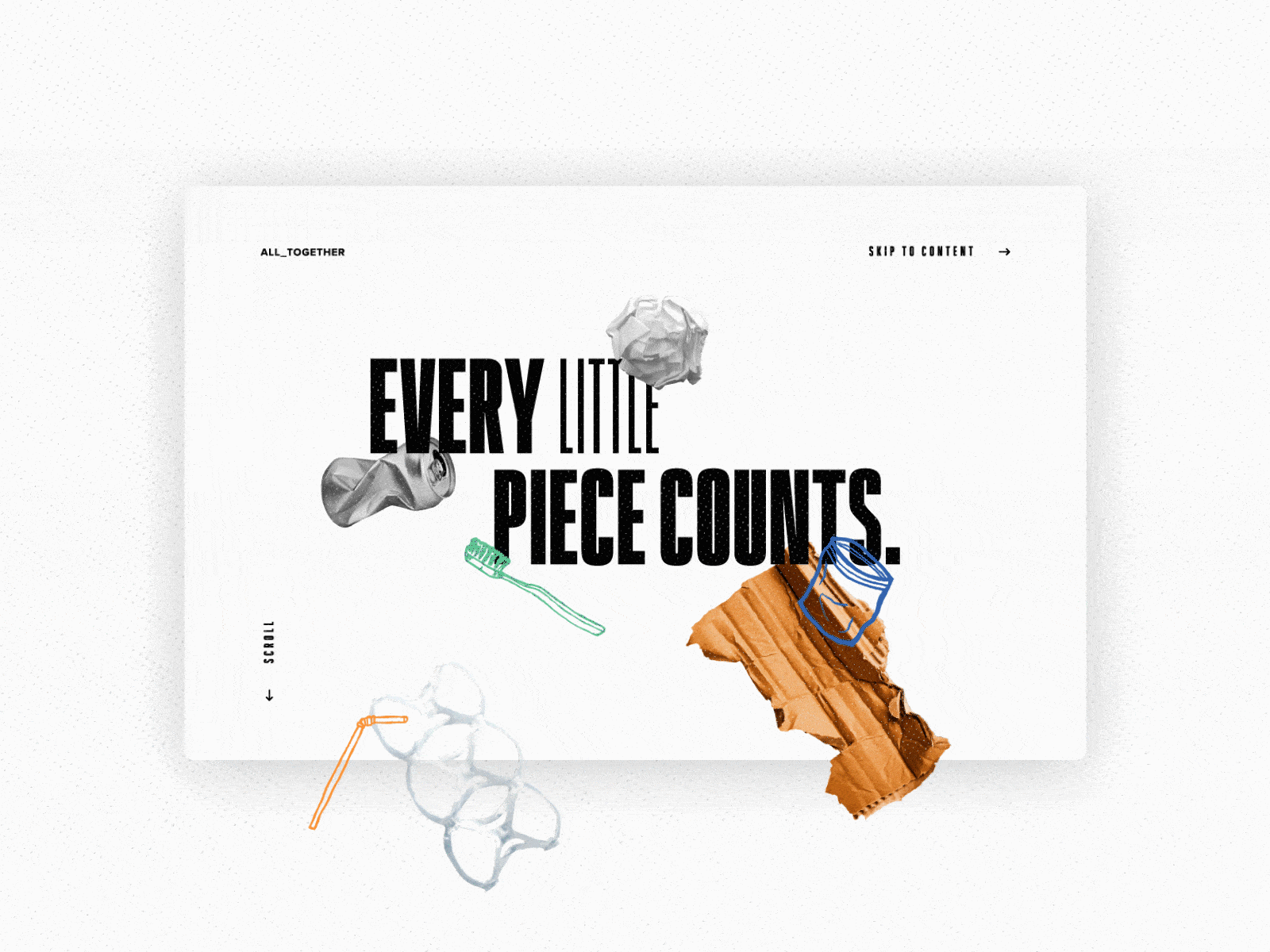 Alliance to End Plastic Waste – All_Together Global Cleanup branding campaign campaign design design global global warming illustration interaction interactive litter littering parallax trash variable variable font waste web web design