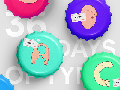 36 days of type 36daysoftype ass butt condom icons illustraion lettering typography