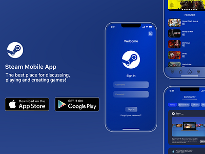 Steam Mobile App Redesign app concept app design application design design concept figma mobile app redesign redesign concept steam steam design ui ux