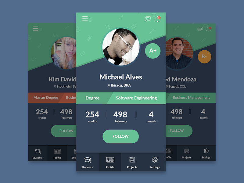 Student Profile Page ui app profile