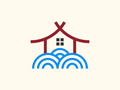 House and Wave Logo beach house illustration logo sea vector wave