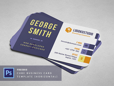 Free CUBE Business Card Template - Horizontal business card free template horizontal psd