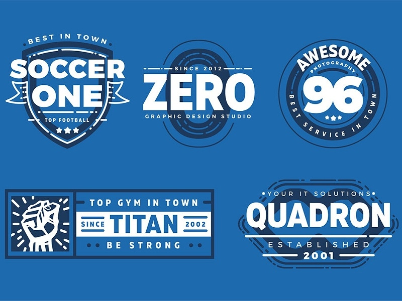 Free 5 Customizable Retro Logo Badges (2 Colors Version) 2 colors retro free template logo eps badge ai