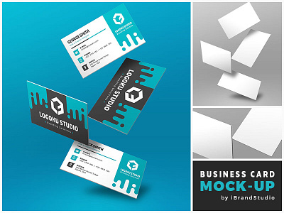 Free Floating Business Card Mockup (Scene 1) business card business card mockup floating freebie mockup psd smart object