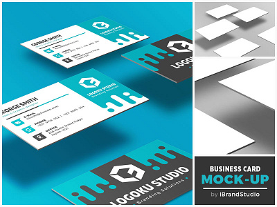 Free Floating Business Card Mockup (Scene 3)