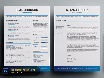 Free Malist Resume Template + Cover Letter (Blue) blue clean cover letter cv free template freebie resume