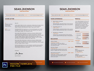 Free Malist Resume Template + Cover Letter (Orange)