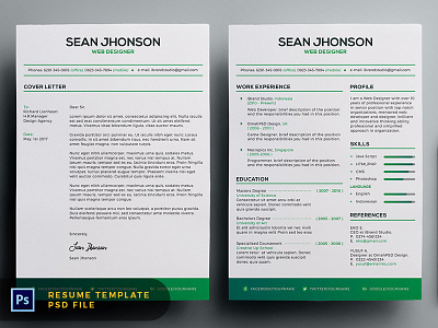 Free Malist Resume Template + Cover Letter (Green) clean cover letter cv free template freebie green minimalist resume