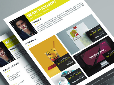 Jobster Resume Template (Yellow) clean cover letter cv free template freebie minimalist portfolio resume