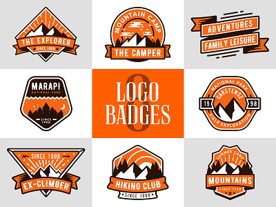 Adventure Logo Badges v1 adventure badge banner club emblem free freebie logo mark mountain outdoor template