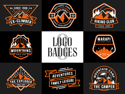 Adventure Logo Badges v2 adventure badge banner club emblem free freebie logo mark mountain outdoor template