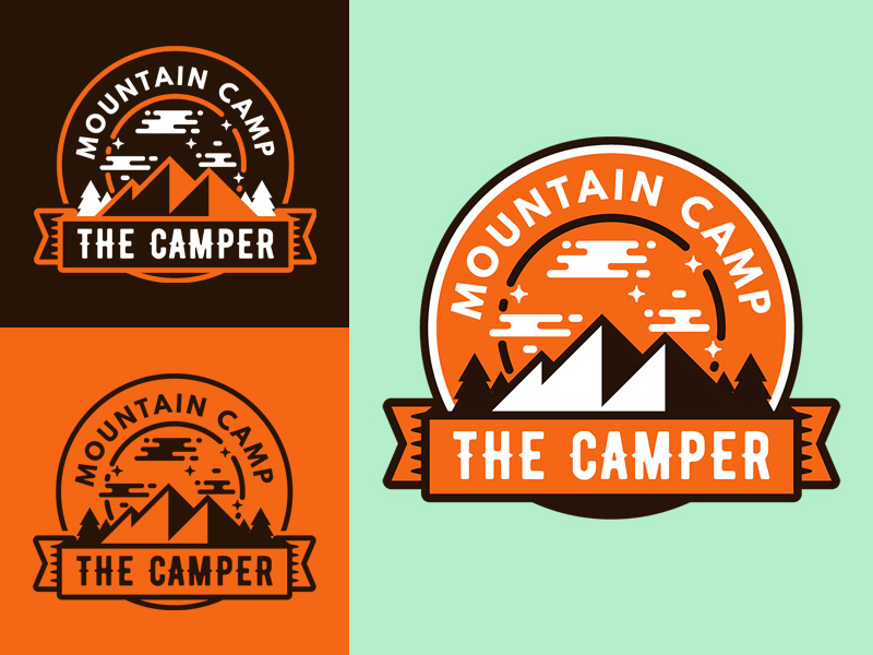 The Camper Badge freebie badge banner emblem mark adventure logo mountain club free outdoor template