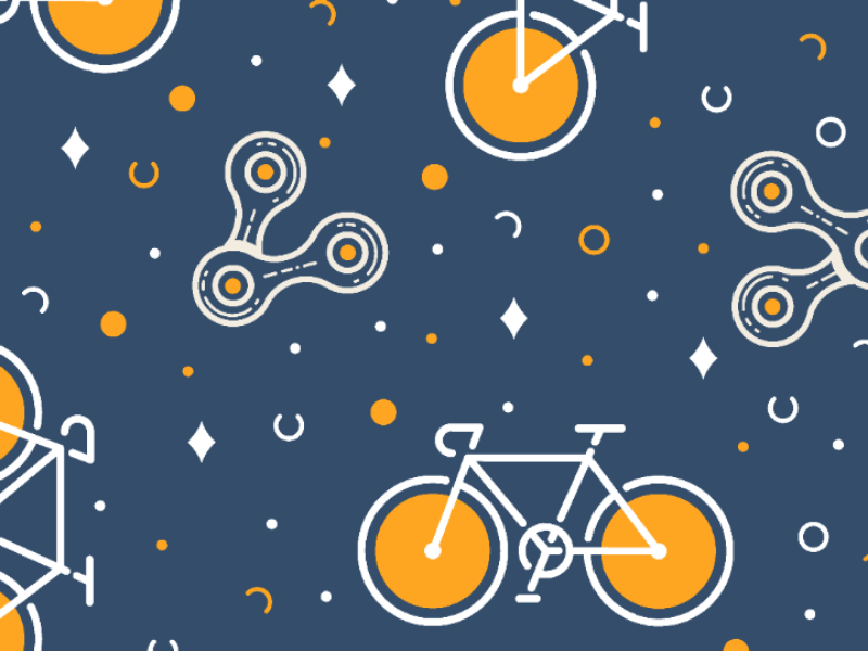 Bike & Chain pattern navy colors citybike pattern vector fixedgear fixie bicycle bike