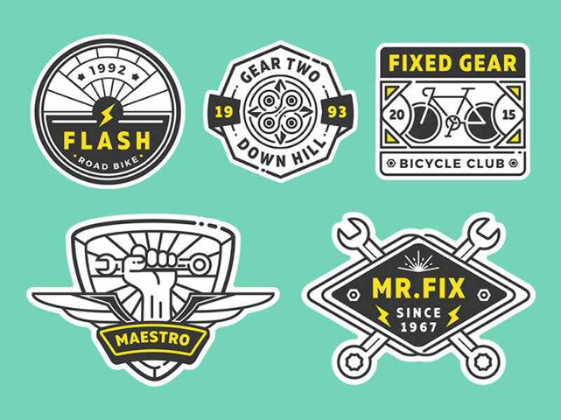 Free bike shop logo part 3 eps ai vector fixedgear bicycle bike emblem badge logo freebie free