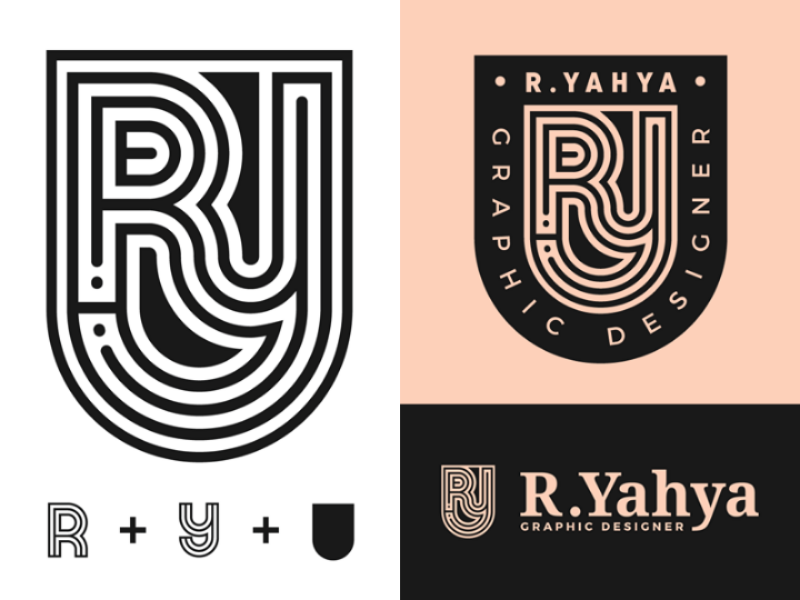 RY logo y r shield logo design badge identity branding lettermark logotype logo
