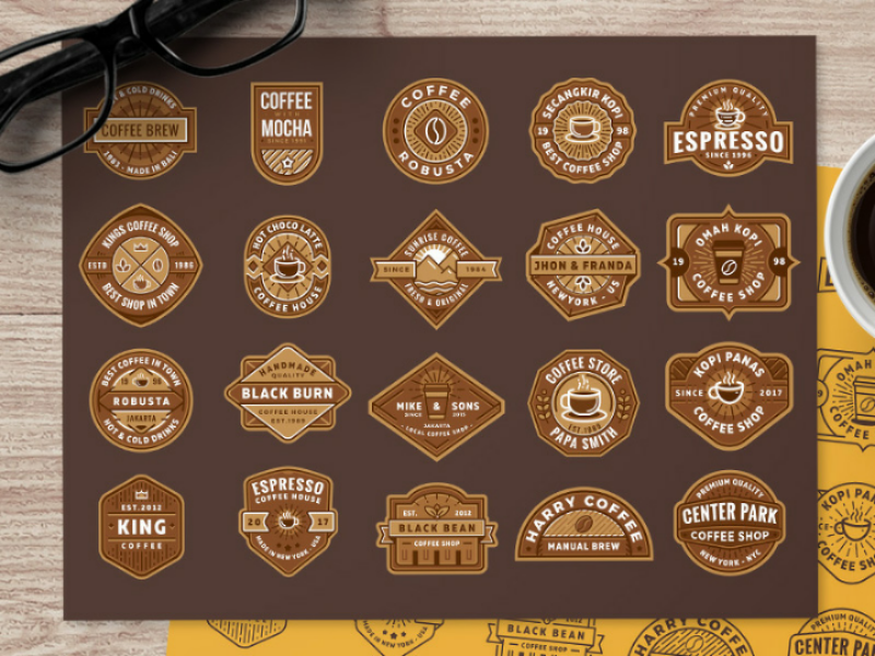 Free Coffee Shop Logo (part 1) vector shop coffee template badge logo free freebie