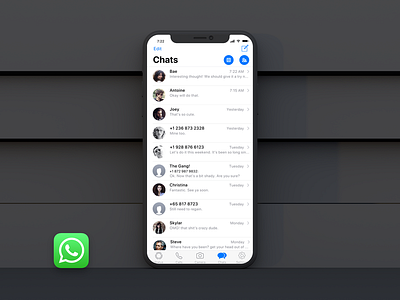 Whatsapp iPhoneX iOS11 apple chat clean ios11 iphonex mobileapp redesign ui ux whatsapp