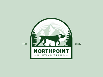 Logo Concept branding campgrounds dog hunting identity logo mountains north pointer trade mark trails woods