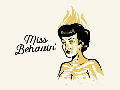 Miss Behavin' drawing halloween horror illustration pinup girl rockabilly