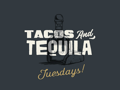 Taco & Tequila Tuesdays! branding design drawing illustration logo tacos tequila texture type vector vintage