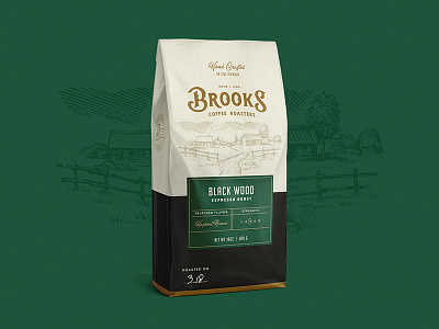 Brooks Coffee Roasters brand branding coffee roasters identity illustration logo packaging typography