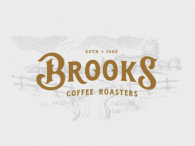 Brooks Logo brand brand identity branding coffee roasters drawing identity illustration logo packaging sketching typography vector vintage