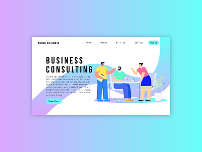 Landing page-business consulting branding business website character design home page illustration illustrator landing landing page minimal website minimalist typogaphy ui ux uidesign website concept website design