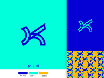 Letter Y + K monogram logo design.