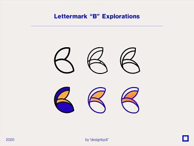 Lettermark B Explorations 2d adobe alphabet brand identity graphicdesign icon identity lettermark letters lineart logo logos logotype minimal monogram typography