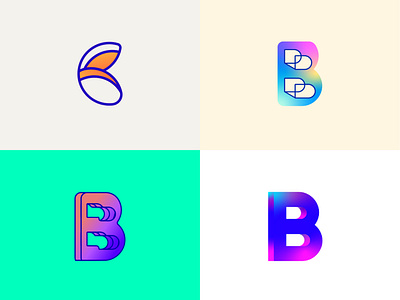 B Lettermark Logos Collection 2d adobe alphabet brand identity graphicdesign icon identity lettermark letters lineart logo logos logotype minimal monogram typography