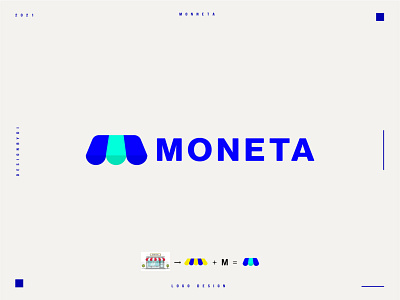 MONETA logo design - Lettermark M brand brand identity branding graphic designer identity letter m letter m logo lettermark letters logo logo designer logotype m m logo minimal minimalist logo modern monogram store logo typography