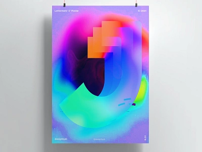 Lettermark J Poster 3d text alphabet color logo colorful fluid graphicdesign j letter j lettermark letters logo minimal poster posters prints typography typography poster