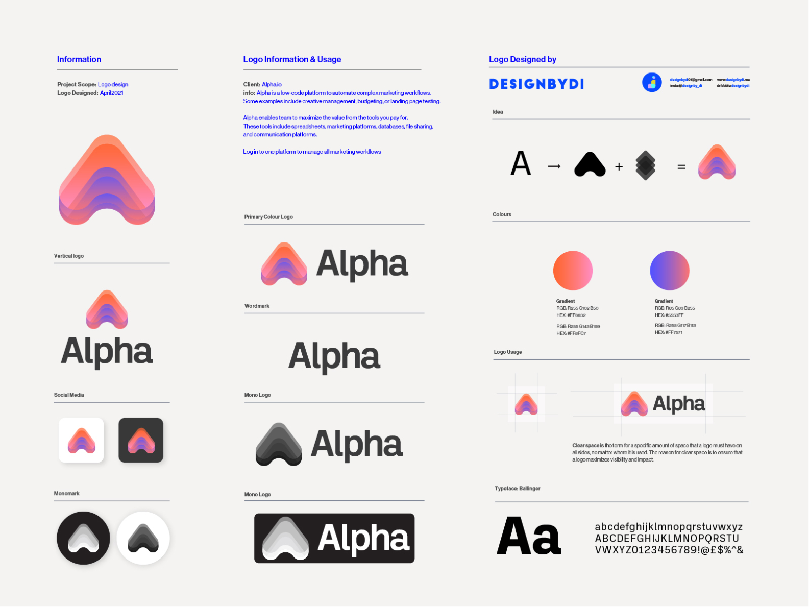 Alpha Brand Identity Guideline Lettermark A Logo By Designbydi On Dribbble