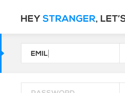 Hey Stranger blue button form input minimal modern signup sleek submit