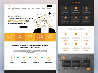 Astrologer Landing Page astrologer astrology services branding clean design graphic design illustration landing page logo services ui ux vector vedic astrology web design