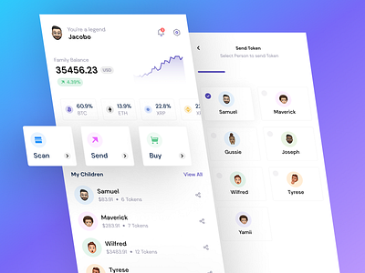 Crypto Exchange app for family crypto cryptowallet design mobile mobileapp ui uidesign ux uxdesign