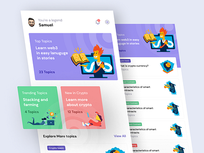 Academy page for crypto learning academy cryptolearning cryptotutorial cryptowallet design mobile mobileapp mobileappdesign tutorial ui uidesign ux uxui