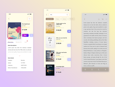 Books Mobile App app booklet books design screen screens ui ux